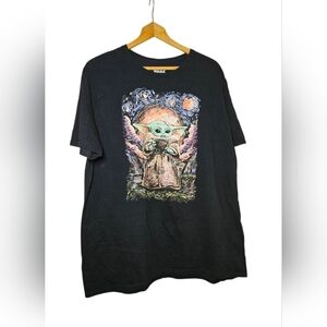 Used 2XL Mens Baby Yoda Groku Graphic Art Tee, Black & Multi-Colored